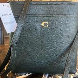 NWT, Coach Kitt Leather Crossbody Messenger Bag in Amazon Green